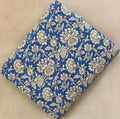 Blue Floral Cotton Fabric, Hand Block Print Fabric, Indian Cotton Fabric by Yard, Vintage Floral Fabric, Quilting Fabric, Cotton Textile