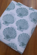 Hand Block Print Cotton Fabric, Sea Shell Pattern, Soft Lightweight Cotton Cloth, Coastal Fabric by the Yard, Beach Theme Textile, Napkins