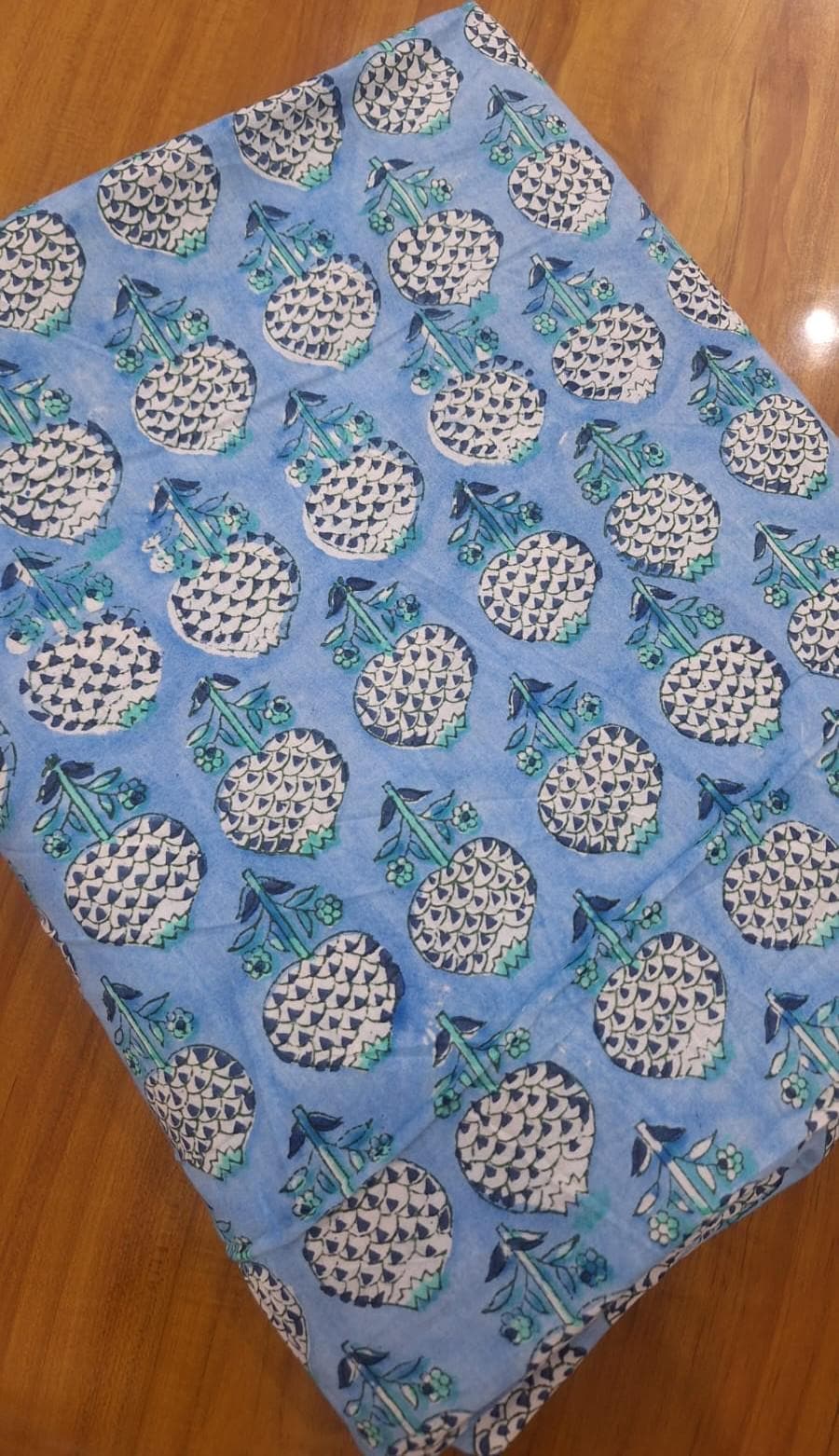 Blue Floral Cotton Fabric, Hand Block Print Fabric, Indian Cotton Fabric by Yard, Soft Quilting Fabric, Craft Sewing Fabric, Dressmaking