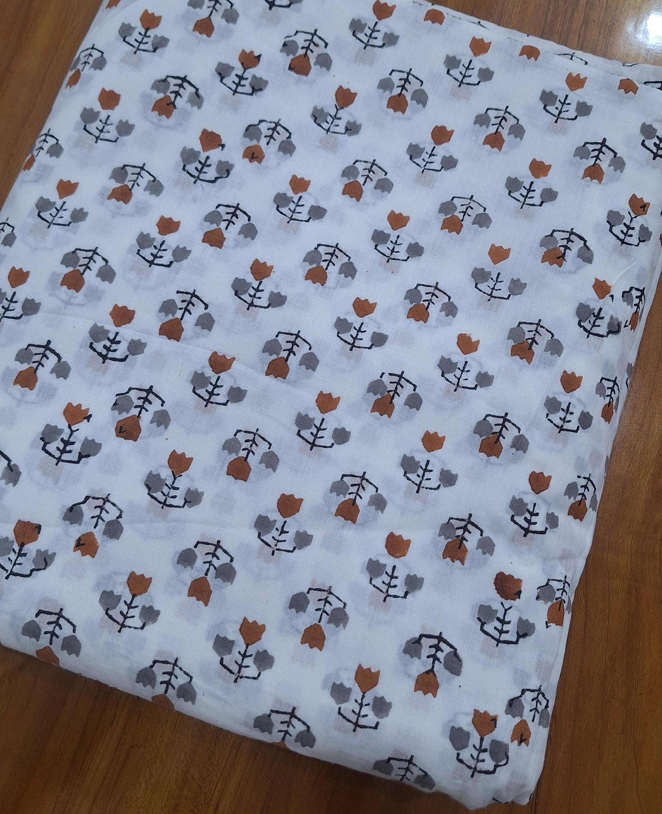 Mini Floral Cotton Fabric, Hand Block Print Fabric, Indian Cotton Textile, Small Buti Print Fabric, Soft Lightweight Sewing Craft Fabric