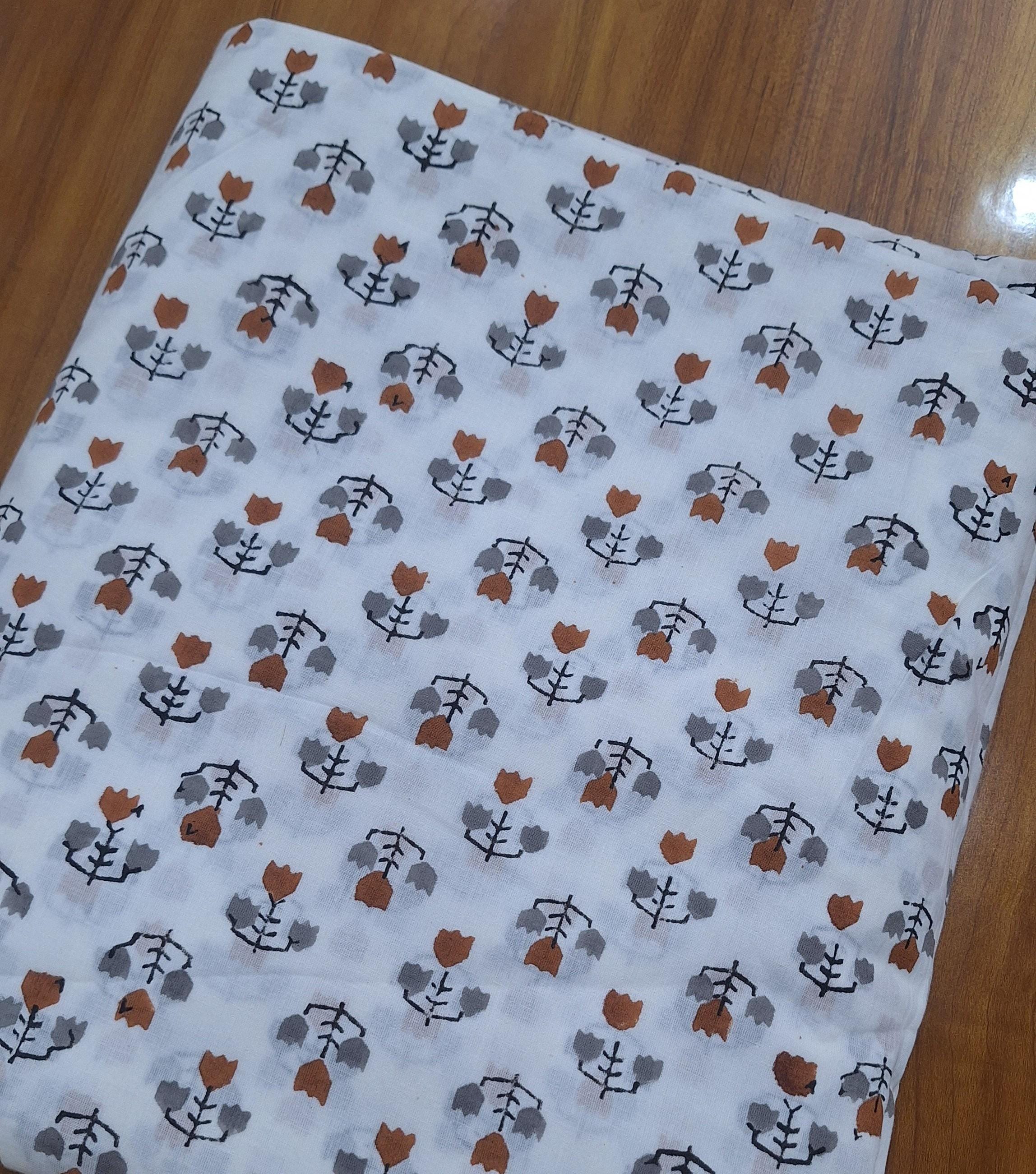 Mini Floral Cotton Fabric, Hand Block Print Fabric, Indian Cotton Textile, Small Buti Print Fabric, Soft Lightweight Sewing Craft Fabric