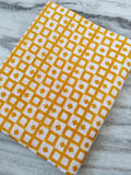 Yellow Geometric Cotton Fabric, Modern Grid Print Fabric, Mustard Yellow Quilting Fabric, Retro Pattern Cotton, Craft Fabric by the Yard