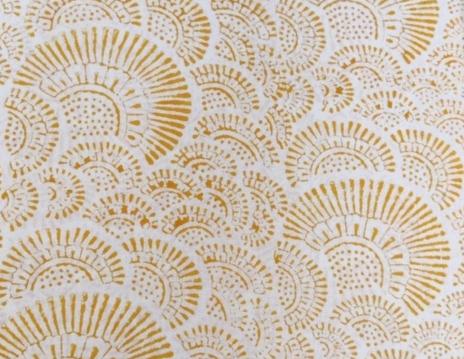 Mustard Gold Scallop Cotton Fabric, Boho Fan Pattern Fabric, Modern Arc Print Quilting Cotton Minimalist Geometric Fabric Fabric by the Yard