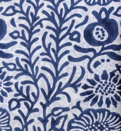 Blue Floral Cotton Fabric, Indigo Block Print Fabric, Hand Printed Indian Cotton, Botanical Vine Pattern, Sewing Craft Fabric, By the Yard