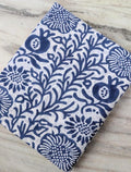 Blue Floral Cotton Fabric, Indigo Block Print Fabric, Hand Printed Indian Cotton, Botanical Vine Pattern, Sewing Craft Fabric, By the Yard