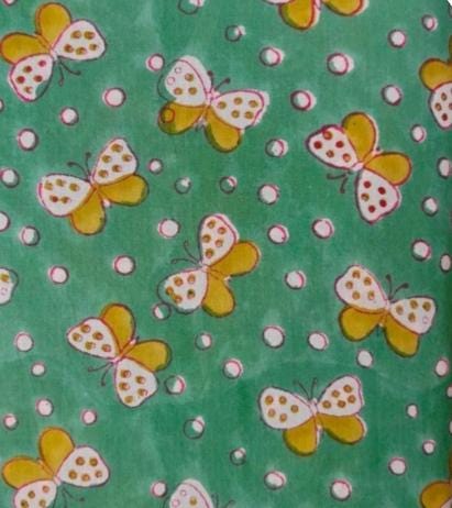 Green Butterfly Cotton Fabric, Yellow White Butterfly Print, Polka Dot Fabric, Cute Kids Fabric, Quilting Sewing Craft Spring Summer Textile