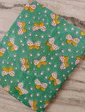 Green Butterfly Cotton Fabric, Yellow White Butterfly Print, Polka Dot Fabric, Cute Kids Fabric, Quilting Sewing Craft Spring Summer Textile