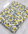 Yellow Floral Hand Block Print Cotton Fabric, Indian Cotton Fabric by Yard, Soft Summer Dress Fabric, Boho Floral Sewing Fabric, Napkins