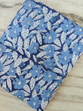 Blue Floral Cotton Fabric by Yard Hand Block Print Fabric Indian Cotton Fabric Flower Print Fabric for Sewing Quilting Dresses Craft Fabric