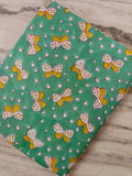 Butterfly Cotton Fabric by the Yard, Green Polka Dot Butterfly Print Fabric, Sewing Craft Fabric, Loose Running Fabric, Table Cover, Napkins