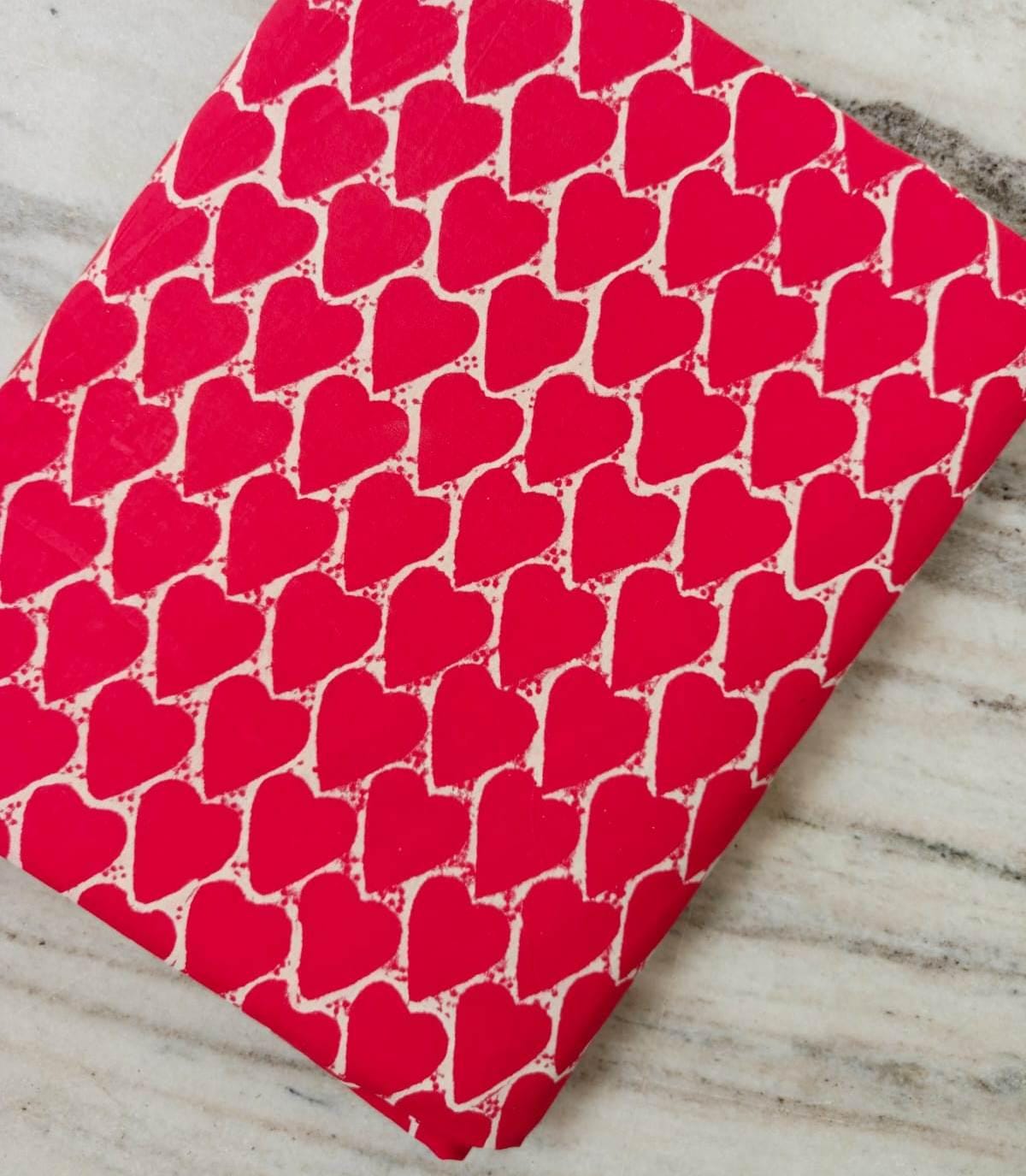 Heart Print Cotton Fabric by Yard, Pink Valentine Cotton Fabric, Soft Lightweight Fabric for Sewing Quilting Crafts and Apparel Loose Fabric