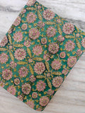 Teal Pink Floral Cotton Fabric by Yard, Indian Block Print Fabric, Boho Botanical Cotton for Sewing Quilting Dressmaking Crafts, Napkins