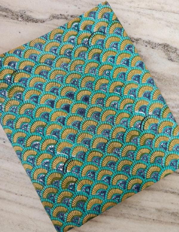 Geometric Print Cotton Fabric | Turquoise Fan Pattern Cotton Fabric | Soft Printed Fabric for Sewing, Quilting & Crafts Loose Running Fabric