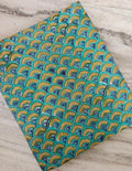 Geometric Print Cotton Fabric | Turquoise Fan Pattern Cotton Fabric | Soft Printed Fabric for Sewing, Quilting & Crafts Loose Running Fabric