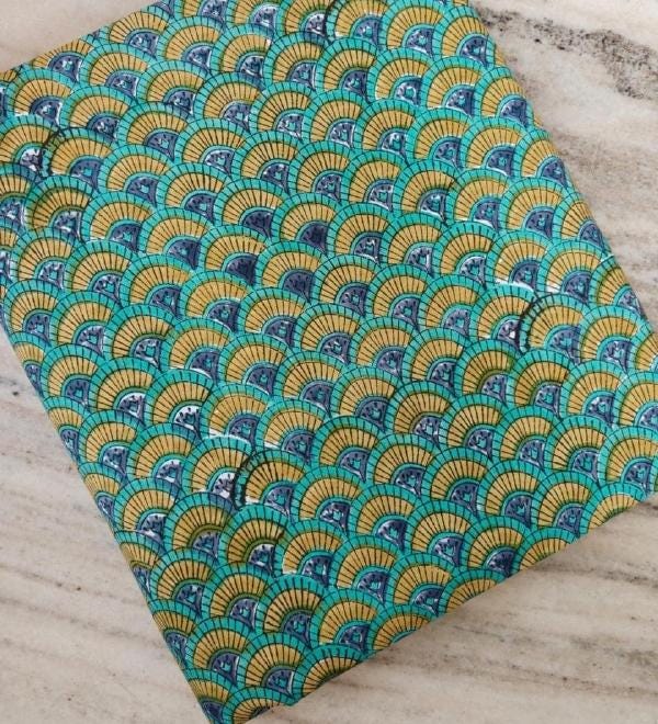 Geometric Print Cotton Fabric | Turquoise Fan Pattern Cotton Fabric | Soft Printed Fabric for Sewing, Quilting & Crafts Loose Running Fabric