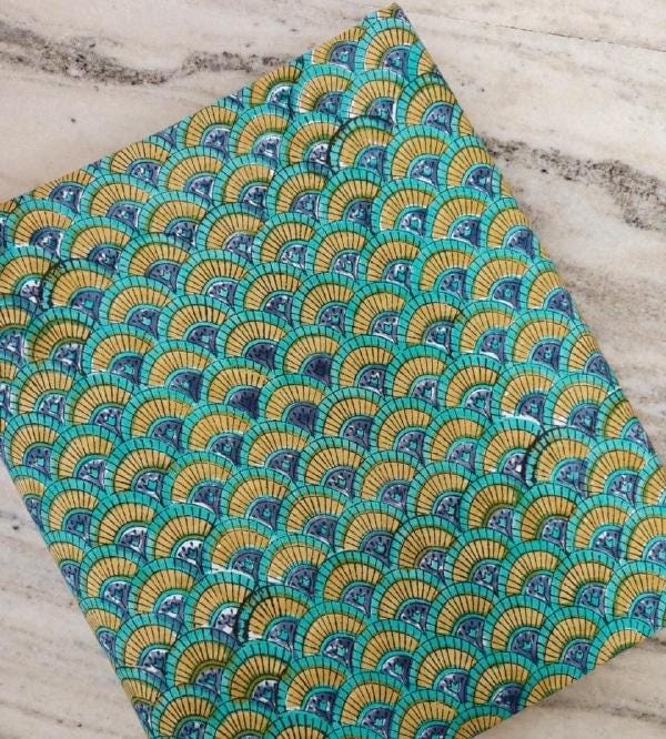 Geometric Print Cotton Fabric | Turquoise Fan Pattern Cotton Fabric | Soft Printed Fabric for Sewing, Quilting & Crafts Loose Running Fabric