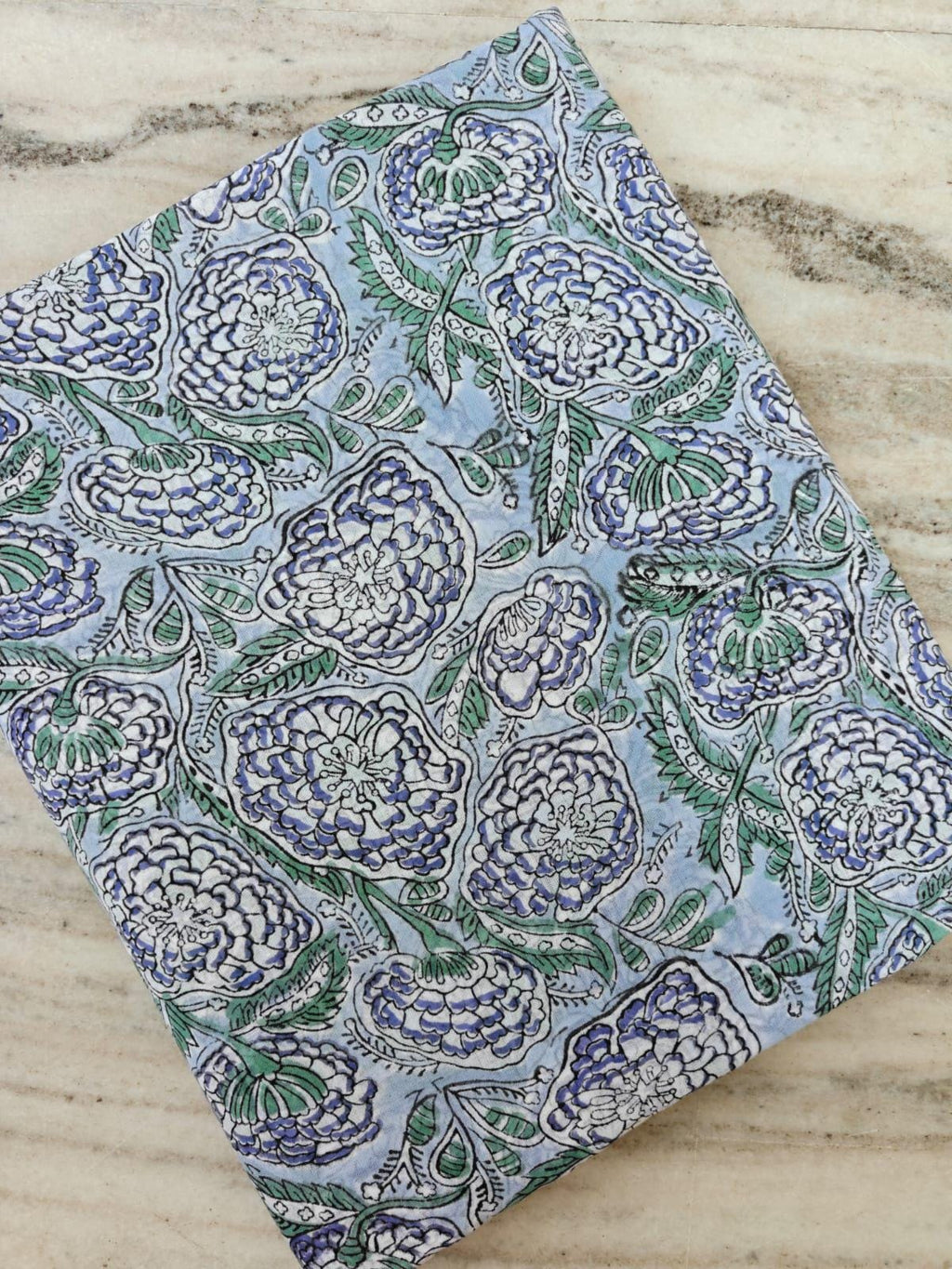 Blue Floral Cotton Fabric by Yard Indian Hand Block Print Fabric Soft Lightweight Cotton Fabric for Quilting Dressmaking Boho Craft Textile