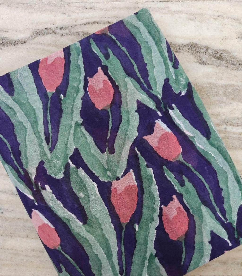 Tulip Floral Cotton Fabric by Yard, Watercolor Flower Cotton Fabric, Botanical Fabric for Sewing Quilting Crafts, Pink Tulip Fabric Material