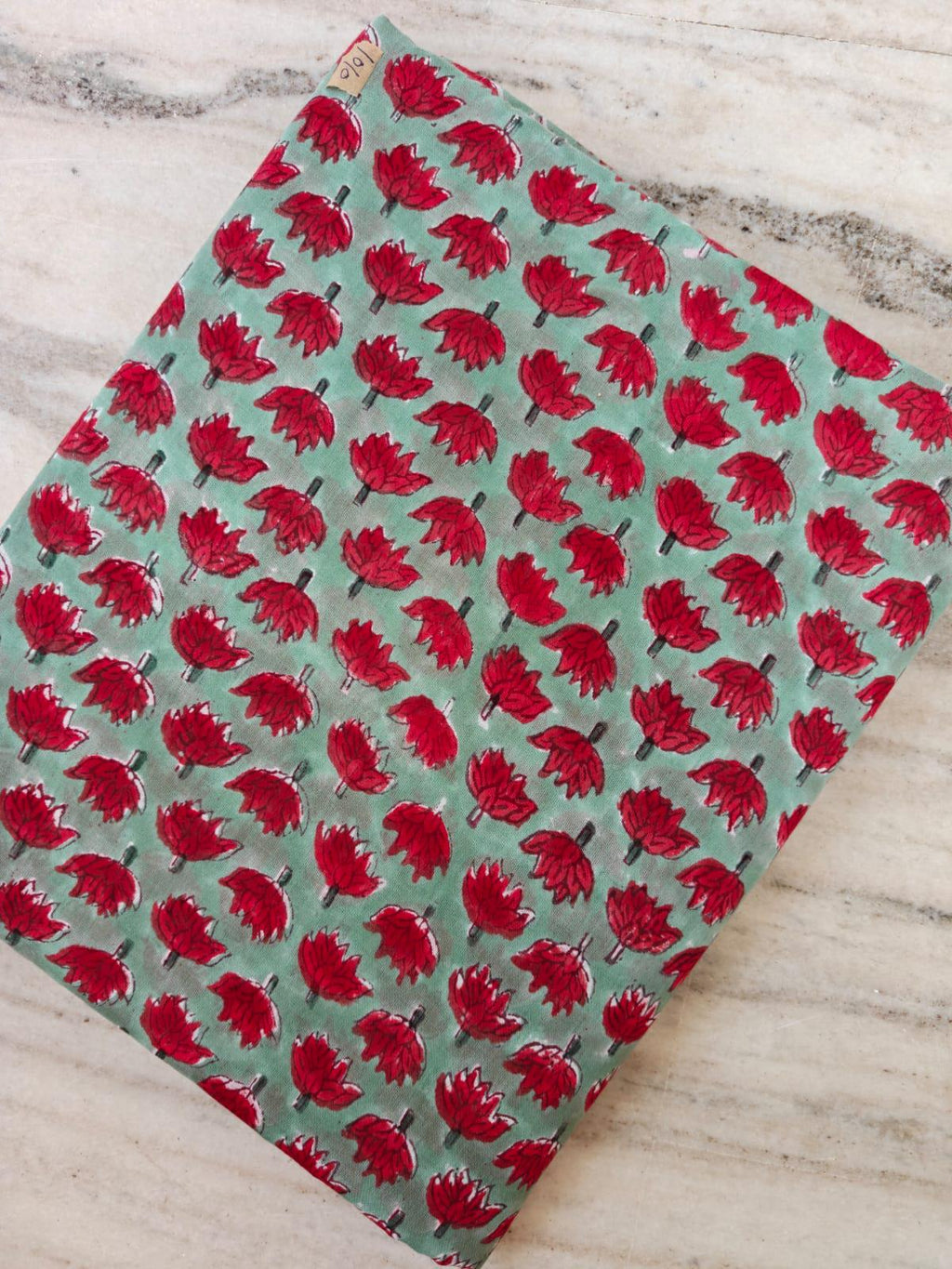 Red Floral Hand Block Print Cotton Fabric by the Yard, Indian Soft Cotton Fabric for Sewing Quilting Dressmaking Napkins Fabric Loose Fabric