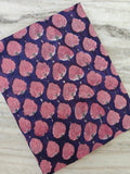 Pink Seashell Hand Block Print Cotton Fabric by the Yard, Indian Soft Cotton Fabric for Sewing Quilting Beach Decor, Fabric For Dress Making