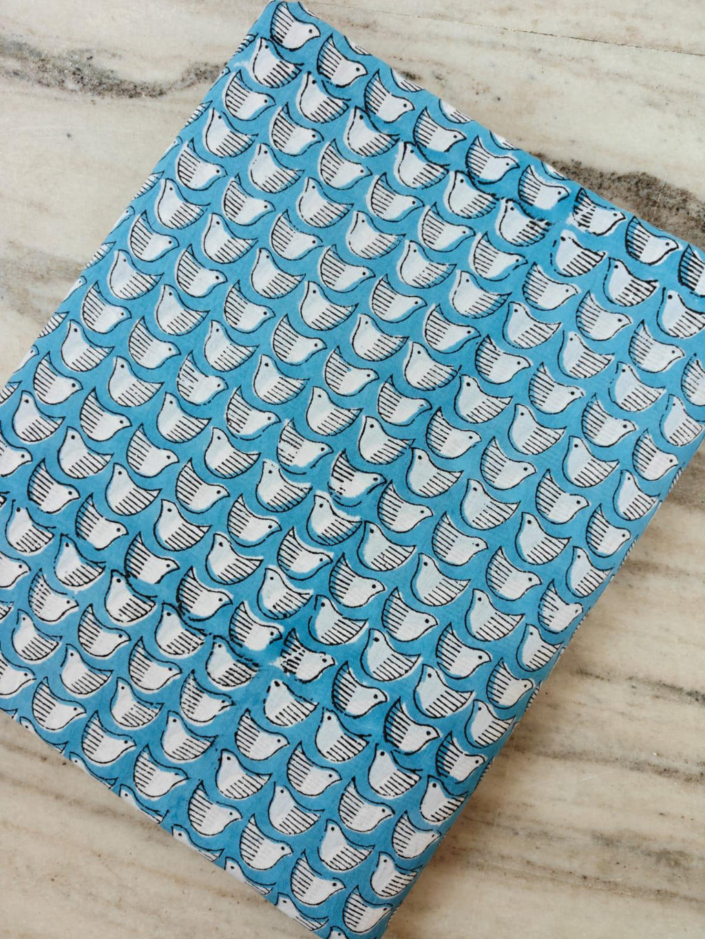 Blue Bird Print Cotton Fabric, Cute Hand Block Printed Cotton Cloth for Quilting, Sewing, Baby Crafts, Dressmaking, Home Decor Fabric, Gift