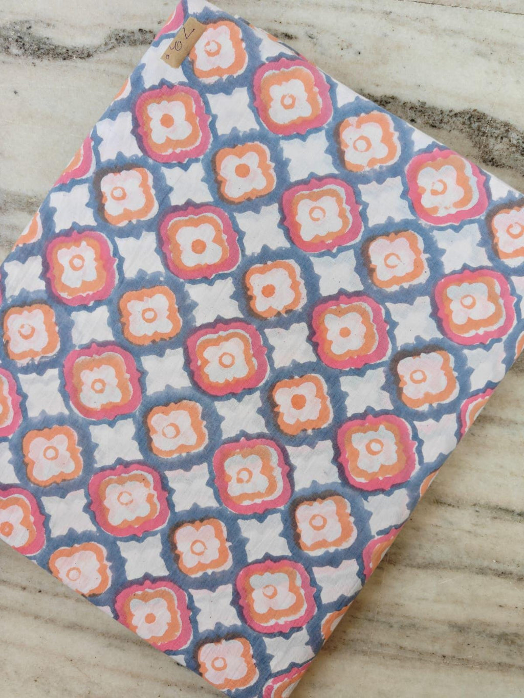 Hand Block Print Cotton Fabric by the Yard, Pink Mustard Geometric Indian Fabric, Boho Cotton Textile for Sewing Quilting Crafts, Nakins