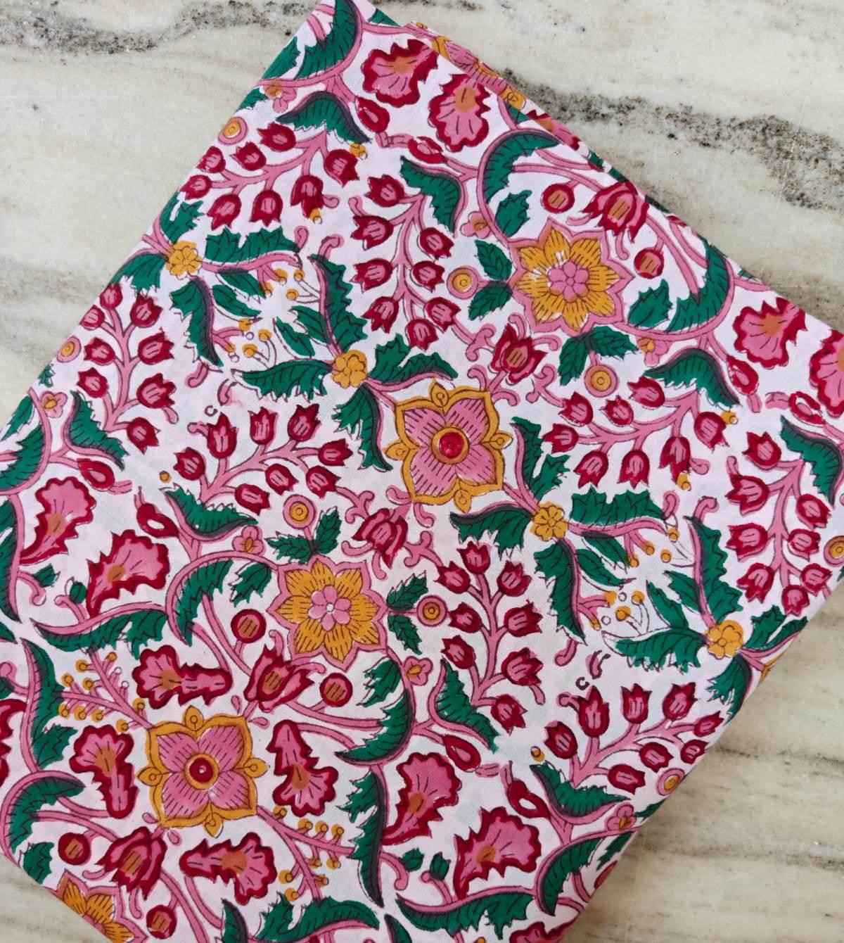 Multi Color Indian Hand Block Print Fabric, 100% Cotton Quilting Fabric By The Yard, Dressmaking Fabric, Napkins Fabric, Loose Fabric