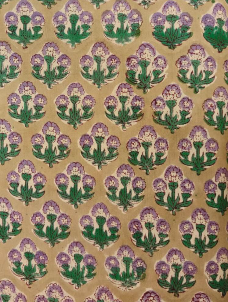 Hand Block Print Cotton Fabric, Floral Design, By The Yard, Dressmaking, Home Decor, Napkins, Table Cover, Tote Bags, Fabric Gifted Items