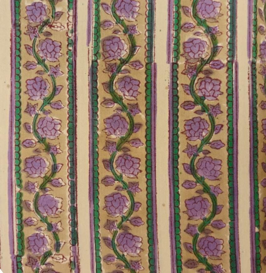 Hand Block Print Cotton Fabric, Pink Floral Jaipur Boho Style, Sewing Quilting Craft Fabric By The Yard, Tote Bag Fabric, Napkins Home Decor