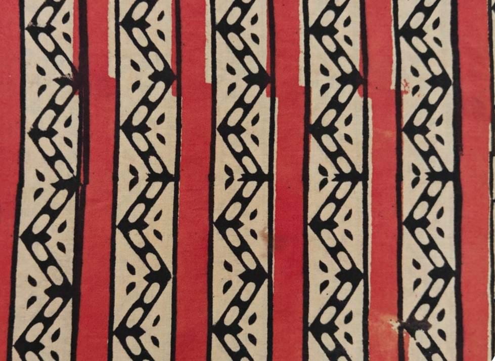 Hand Block Print Cotton Fabric by Yard, Geometric Stripe Indian Cotton Fabric, Boho Tribal Fabric for Sewing Quilting Craft Decor, Napkins