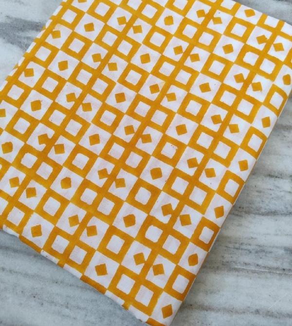 Yellow Geometric Cotton Fabric, Modern Grid Print Fabric, Mustard Yellow Quilting Fabric, Retro Pattern Cotton, Craft Fabric by the Yard