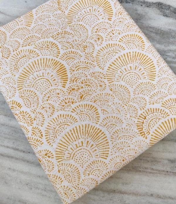 Mustard Gold Scallop Cotton Fabric, Boho Fan Pattern Fabric, Modern Arc Print Quilting Cotton Minimalist Geometric Fabric Fabric by the Yard