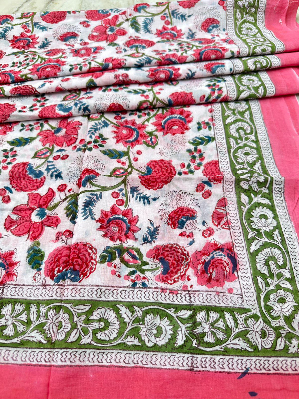 Multi Color Floral Hand Block Print Cotton Sarong, Indian Beach Wrap, Boho Pareo, Lightweight Summer Scarf, Handmade Cotton Fabric Wrap