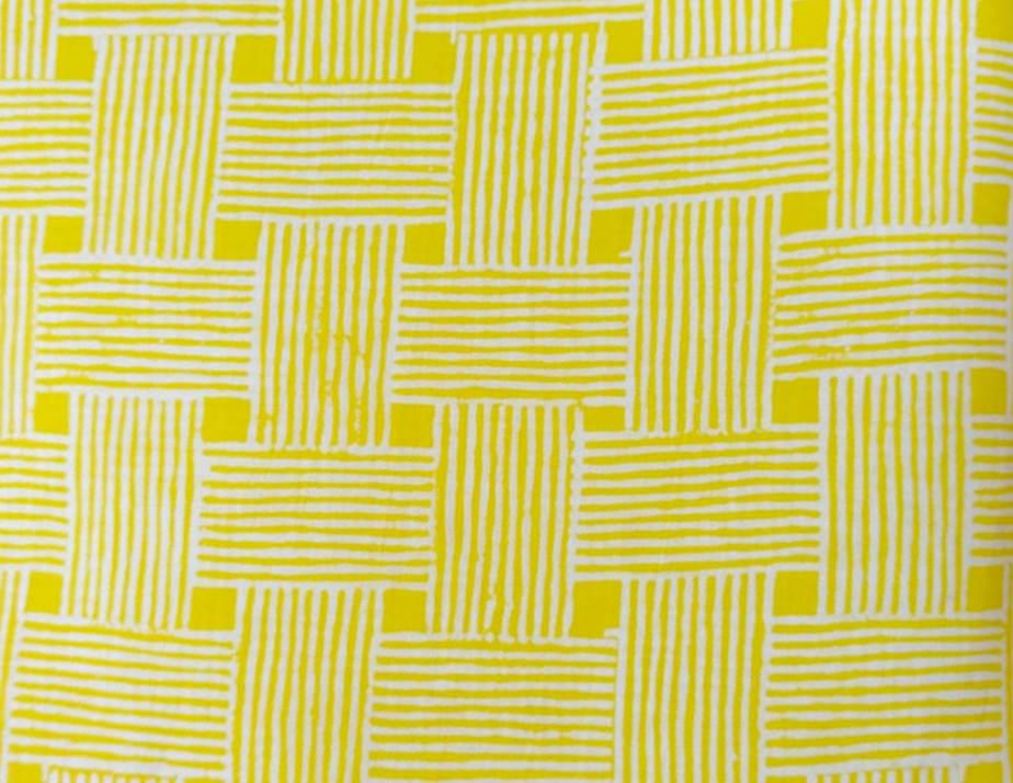 Yellow Geometric Cotton Fabric, Modern Stripe Print Fabric, Bright Yellow Quilting and Sewing  Dressmaking Fabric, Cute Hand Block Fabric