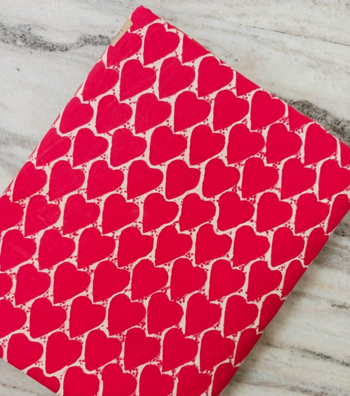Heart Print Cotton Fabric by Yard, Pink Valentine Cotton Fabric, Soft Lightweight Fabric for Sewing Quilting Crafts and Apparel Loose Fabric