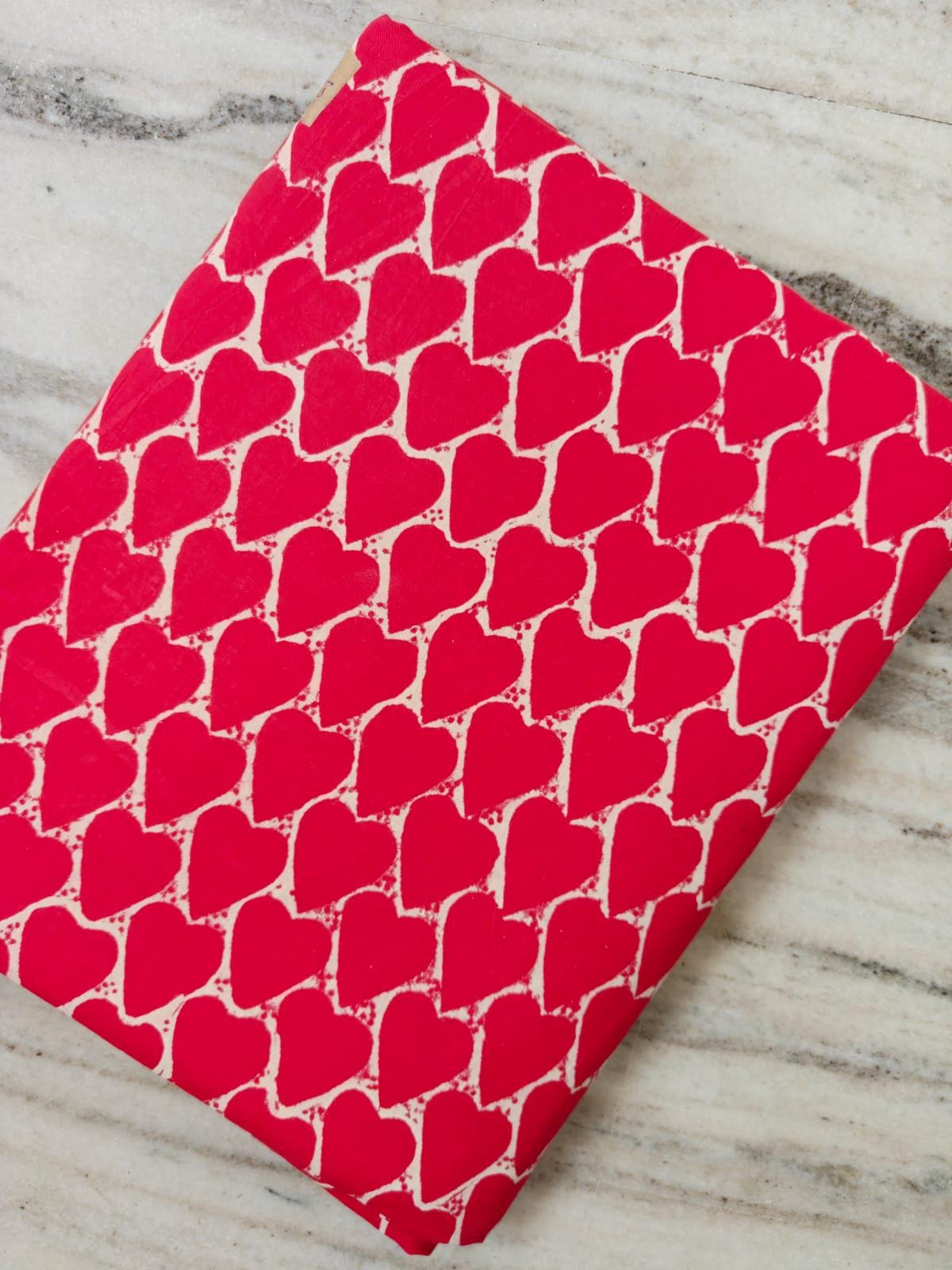 Heart Print Cotton Fabric by Yard, Pink Valentine Cotton Fabric, Soft Lightweight Fabric for Sewing Quilting Crafts and Apparel Loose Fabric
