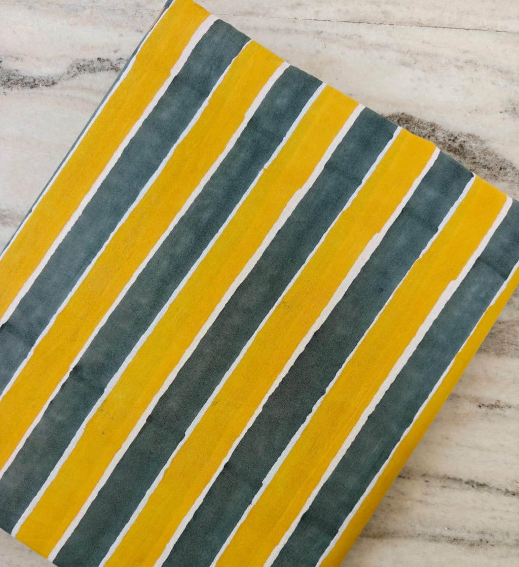 Mustard Yellow & Grey Stripe Cotton Fabric, Bold Striped Cotton by Yard, Modern Stripe Fabric for Dress Making, Lightweight Textile, Napkins