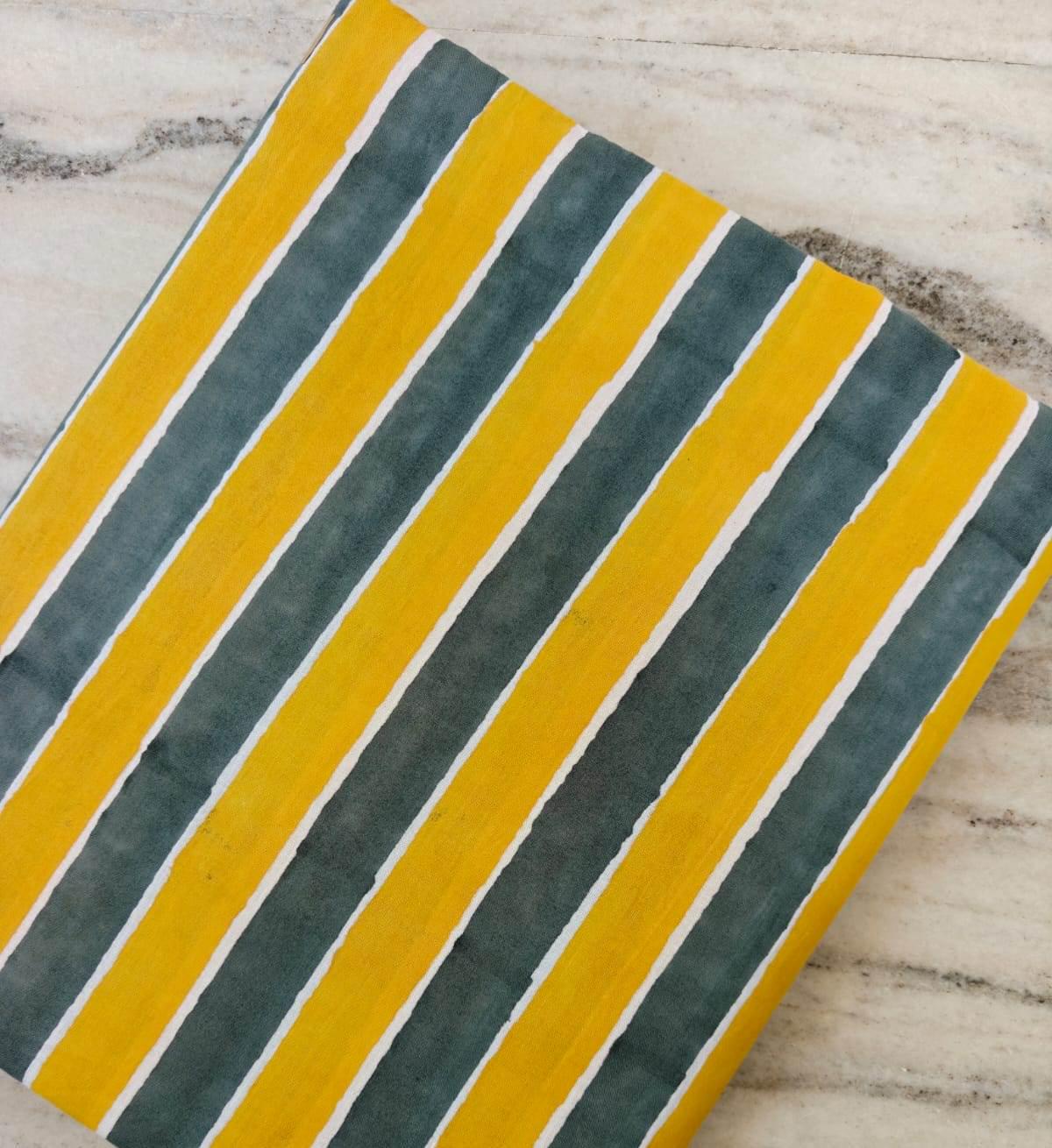 Mustard Yellow & Grey Stripe Cotton Fabric, Bold Striped Cotton by Yard, Modern Stripe Fabric for Dress Making, Lightweight Textile, Napkins