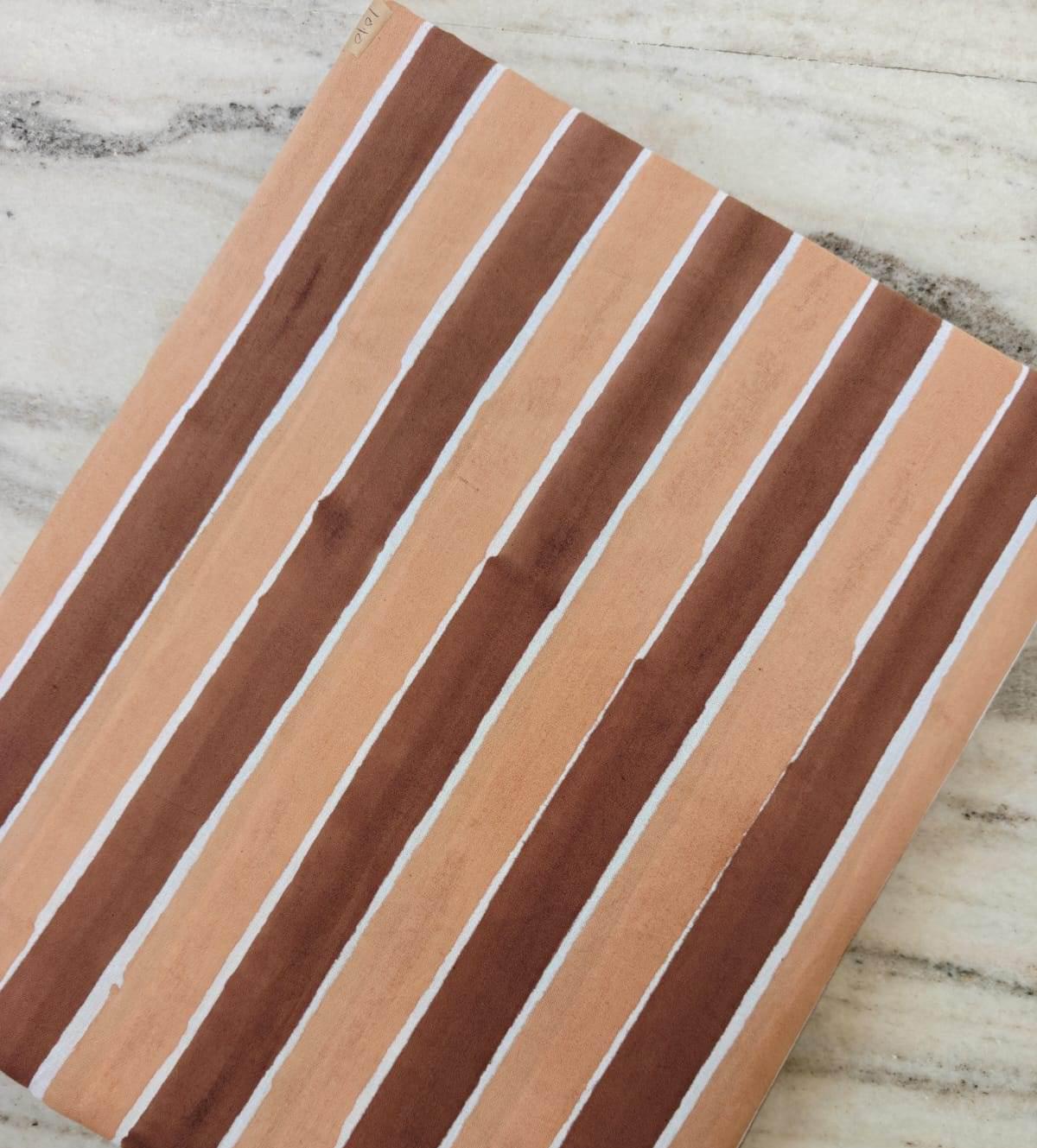 Peach & Brown Stripe Cotton Fabric, Bold Striped Cotton by Yard, Modern Stripe Fabric for Dress Making, Lightweight Textile, Napkins