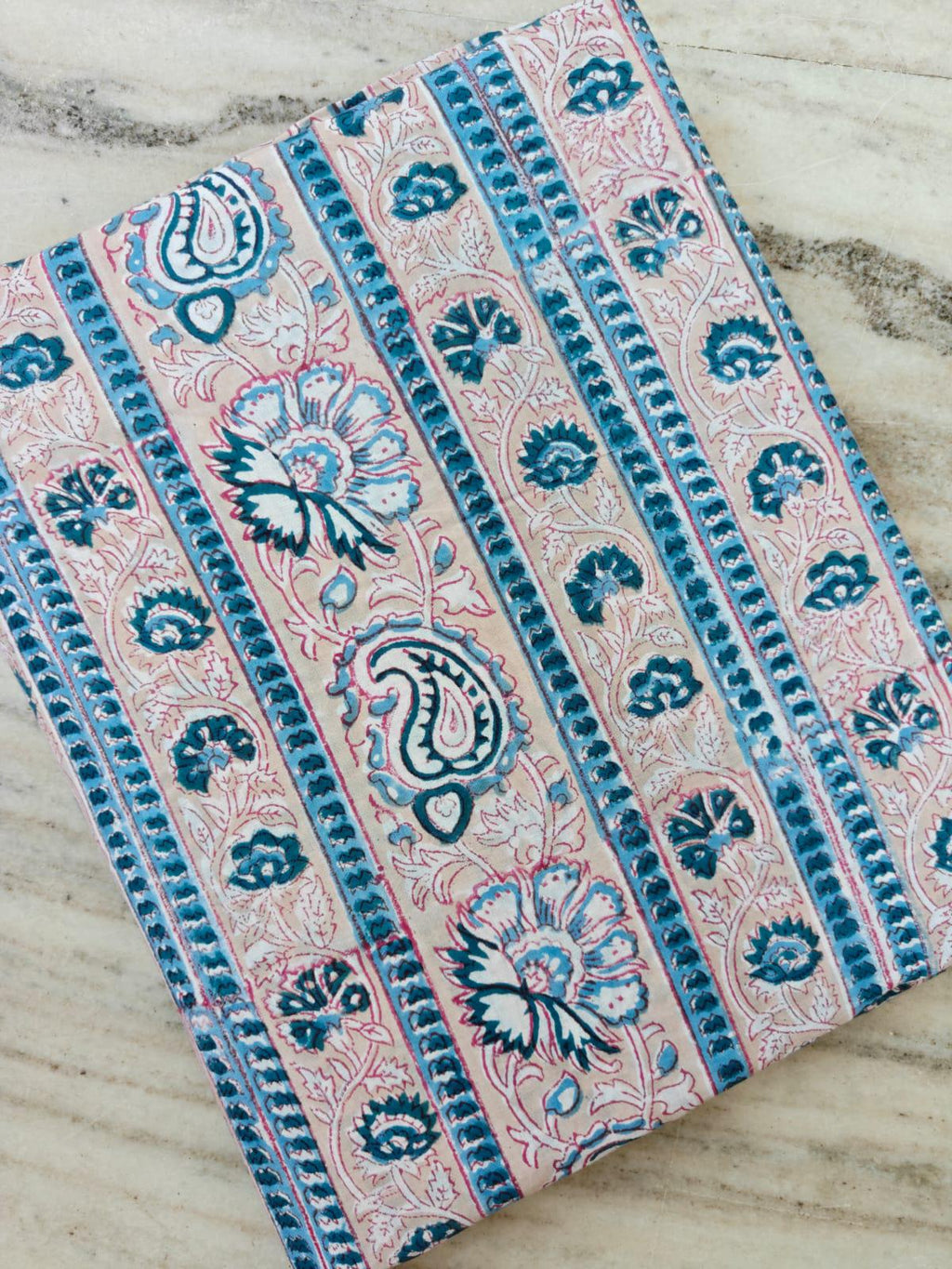 Blue Paisley Floral Cotton Fabric by Yard, Indian Hand Block Print Cotton Fabric, Soft Sewing Fabric for Quilting Dressmaking Cotton Textile