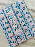 Blue Paisley Floral Cotton Fabric by Yard, Indian Hand Block Print Cotton Fabric, Soft Sewing Fabric for Quilting Dressmaking Cotton Textile