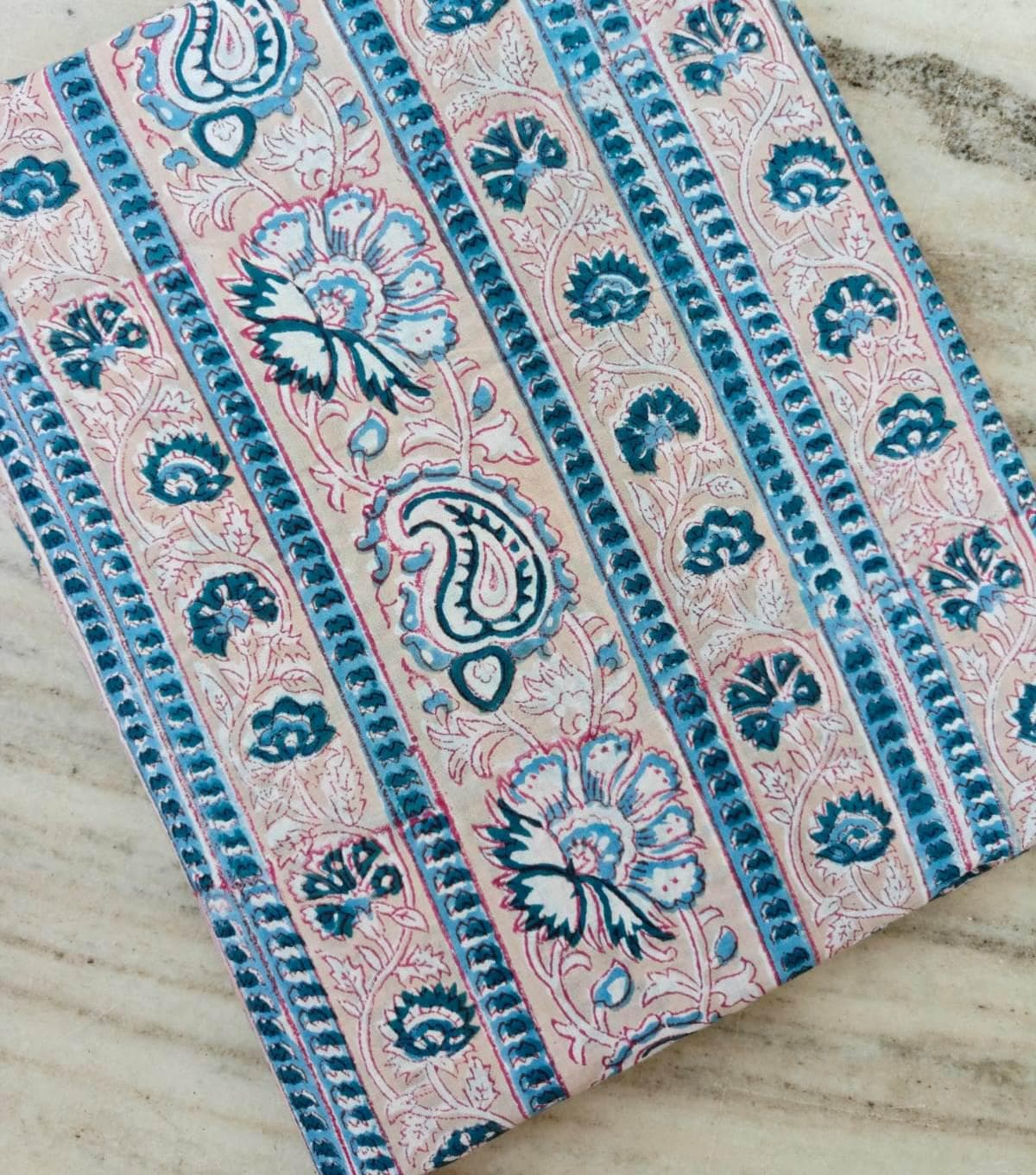 Blue Paisley Floral Cotton Fabric by Yard, Indian Hand Block Print Cotton Fabric, Soft Sewing Fabric for Quilting Dressmaking Cotton Textile
