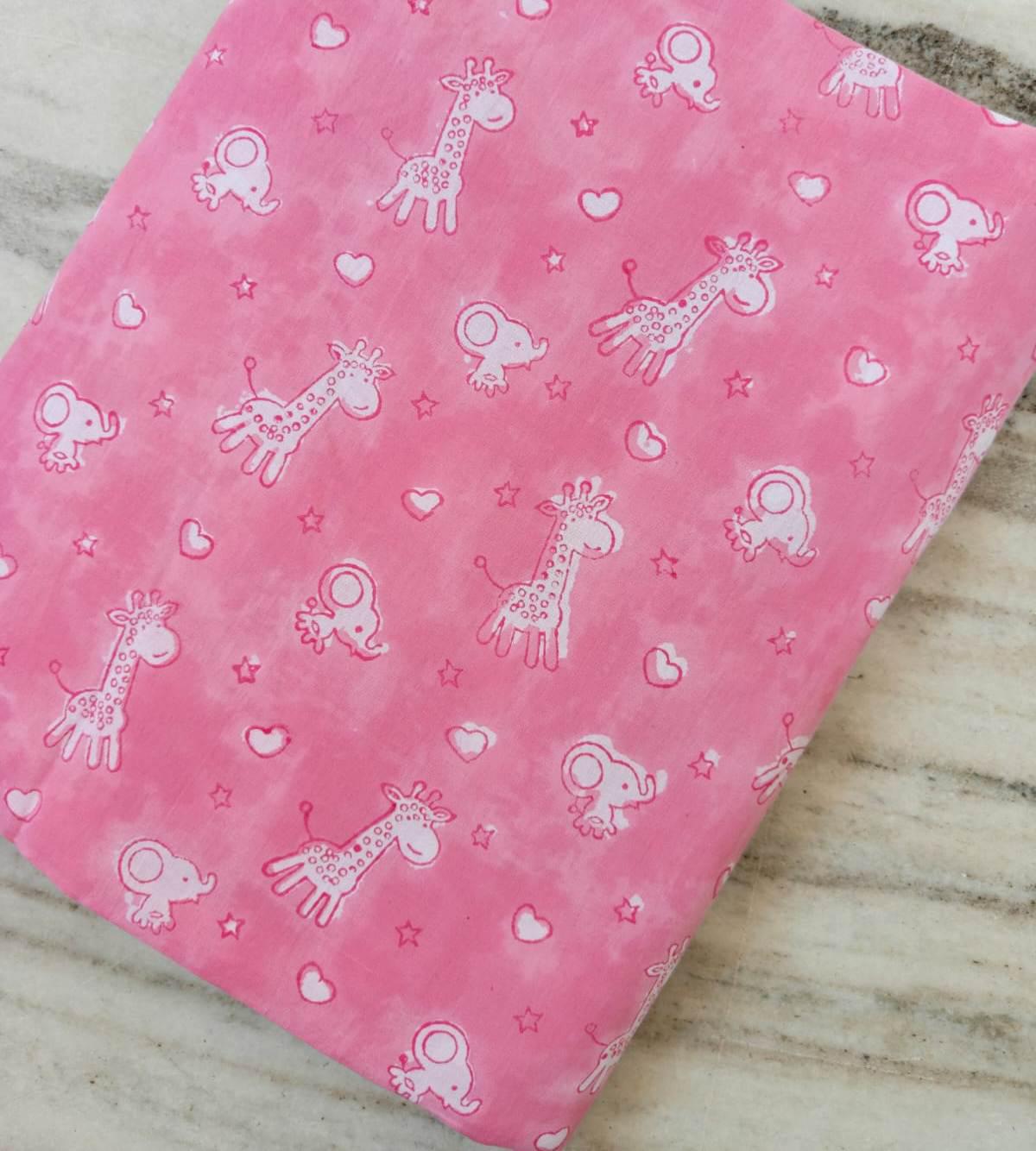 Hand Block Print Cotton Fabric by Yard, Navy Blue Pink Floral Cotton Fabric, Indian Handmade Fabric for Dressmaking Quilting Craft Sewing