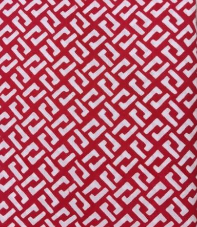 Red Geometric Cotton Fabric by Yard, Hand Block Print Fabric, Indian Cotton Textile, Quilting Sewing Craft Fabric, Modern Boho Home Decor