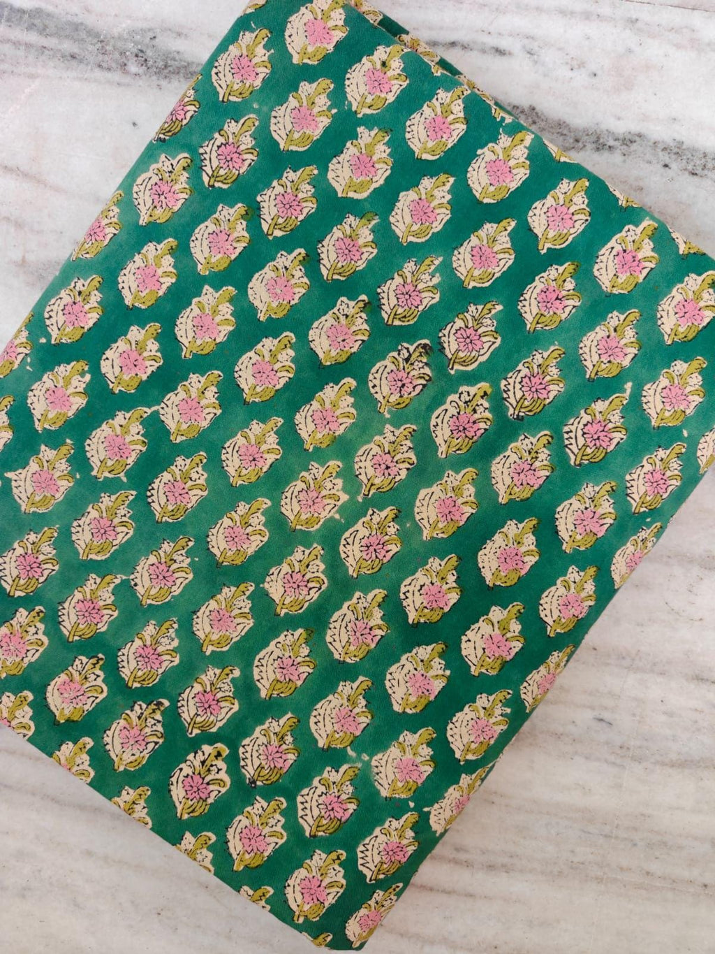 Teal Floral Buti Cotton Fabric by Yard, Hand Block Print Indian Cotton Fabric, Small Booti Fabric for Sewing Quilting Crafts, Napkins, Cover