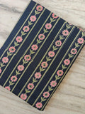 Navy Blue Floral Stripe Cotton Fabric by Yard, Hand Block Print Indian Cotton Fabric for Sewing Quilting Dresses Home Decor, Table Cover