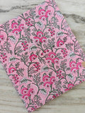 Soft Cotton Pink Hand Block Print Fabric, Loose Running Fabric, Quilting Sewing For Dressmkaing Fabric, Home Decor, Napkins, Table Cover