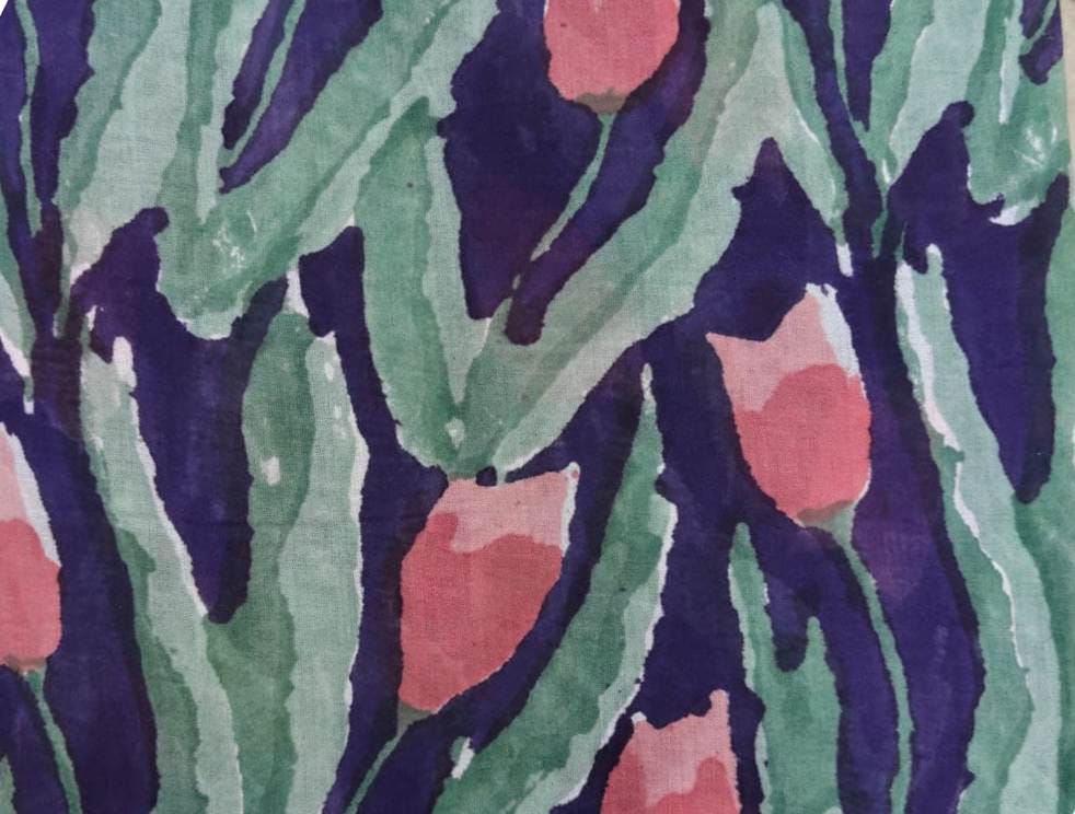 Tulip Floral Cotton Fabric by Yard, Watercolor Flower Cotton Fabric, Botanical Fabric for Sewing Quilting Crafts, Pink Tulip Fabric Material
