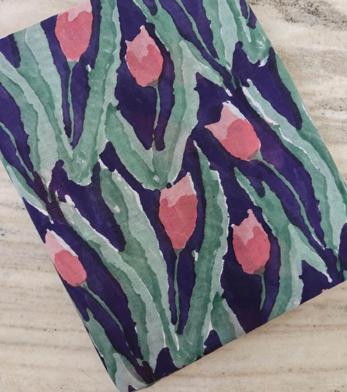 Tulip Floral Cotton Fabric by Yard, Watercolor Flower Cotton Fabric, Botanical Fabric for Sewing Quilting Crafts, Pink Tulip Fabric Material