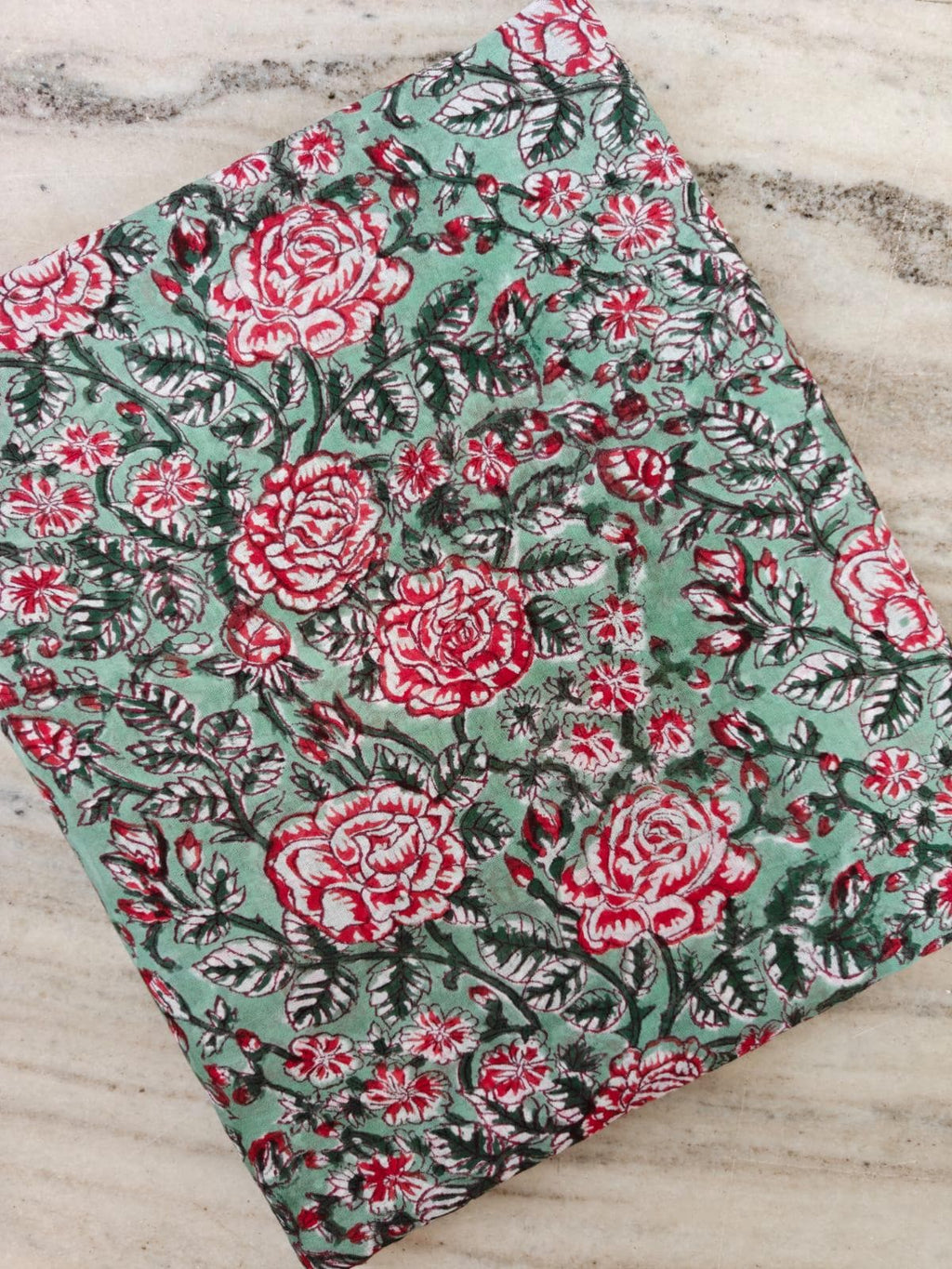 Elegant Mint Green Rose Floral Printed Cotton Fabric – Soft Breathable Botanical Cotton Cloth for Sewing, Dressmaking & Craft Projects